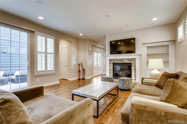 a living room with furniture fireplace and flat screen tv