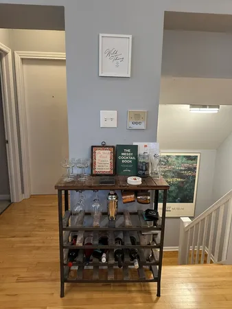 a living room with fireplace