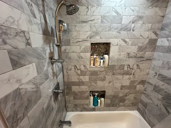 a bathroom with a shower