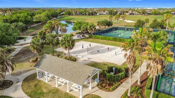 a view of a pool with a lake view