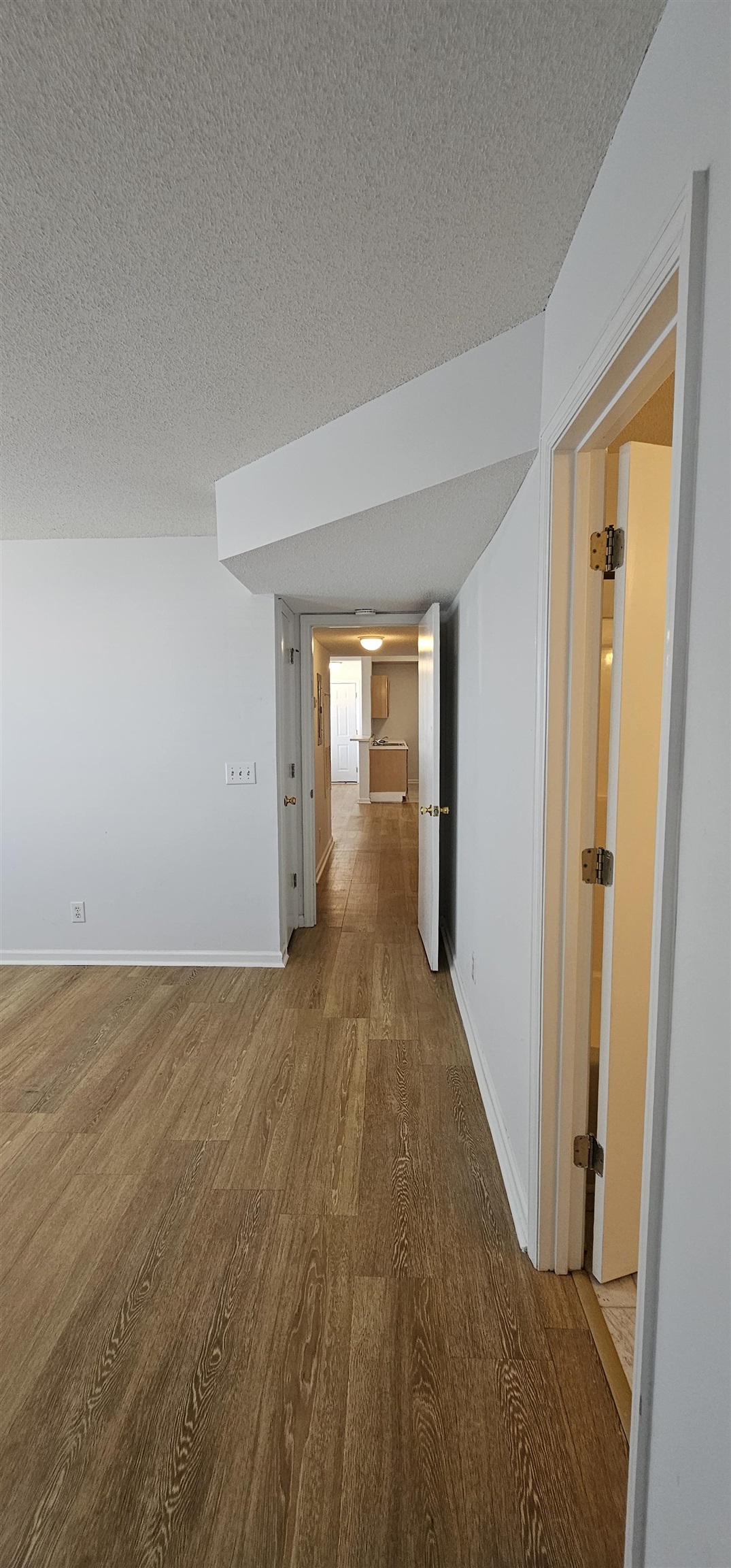 2273 Huntingdon Drive, Unit J Myrtle Beach, SC 29575 - Photo 13 of 24 Hall featuring a textured ceiling and wood finished floors