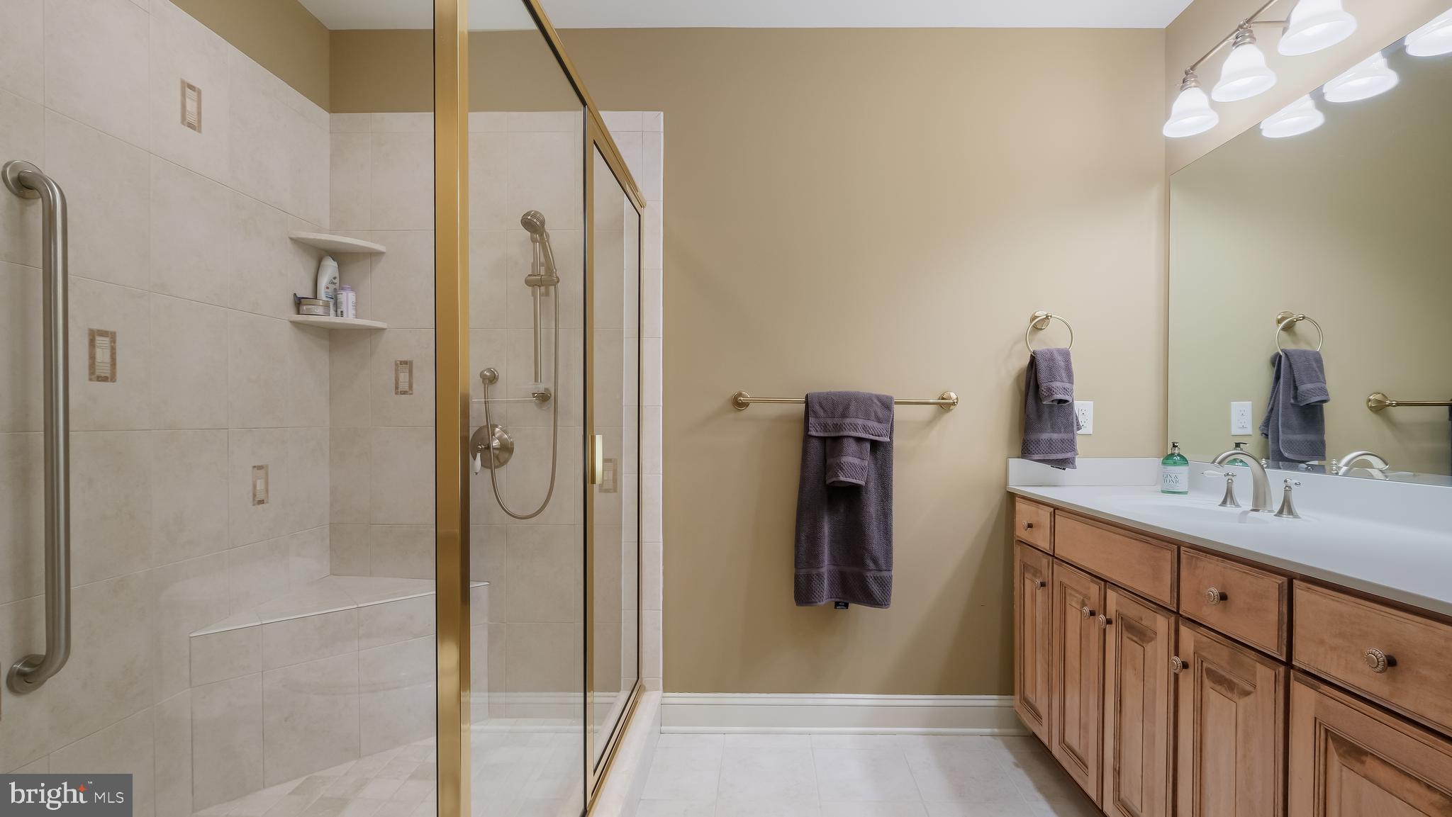 12 Garden Path Doylestown, PA 18901 - Photo 51 of 58 a bathroom with a double vanity sink mirror and shower