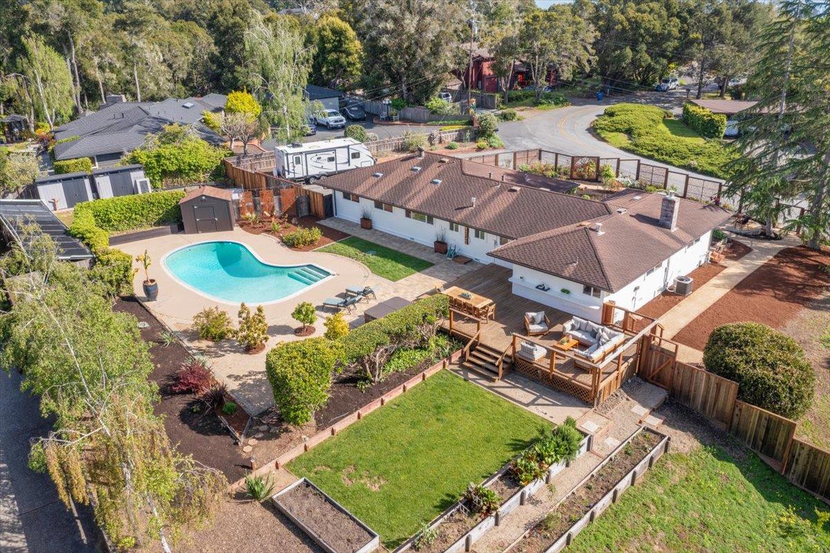 3400 Haas Drive Aptos, CA 95003 - Photo 29 of 32 an aerial view of a house with swimming pool and outdoor seating