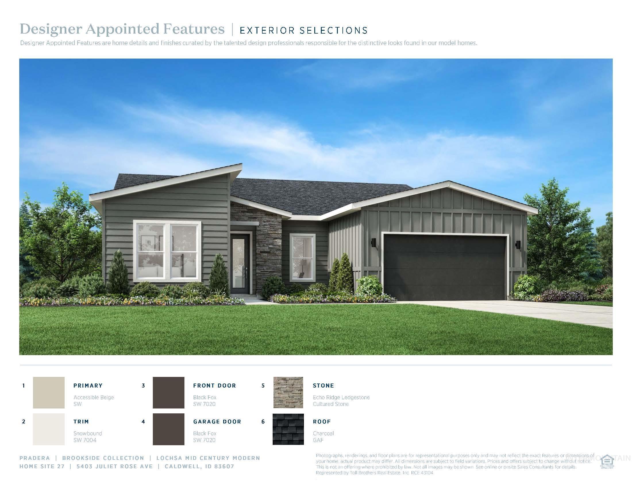 5403 Juliet Rose Avenue Caldwell, ID 83607 - Photo 14 of 22 Contemporary single-story home featuring a dark gray facade with vertical and horizontal siding
