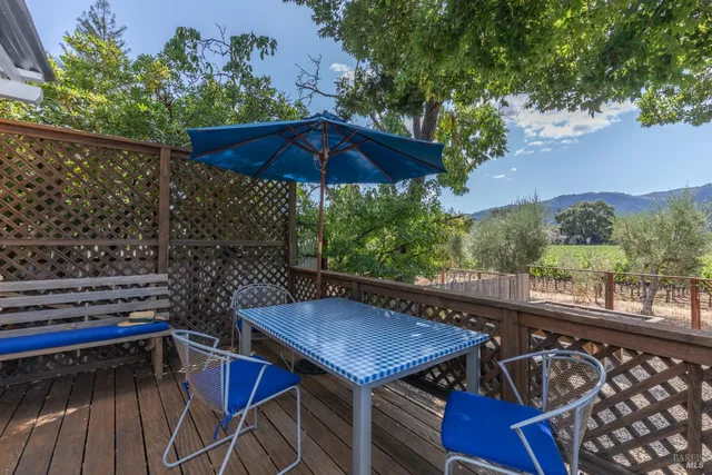 a view of balcony with wooden floor and outdoor seating