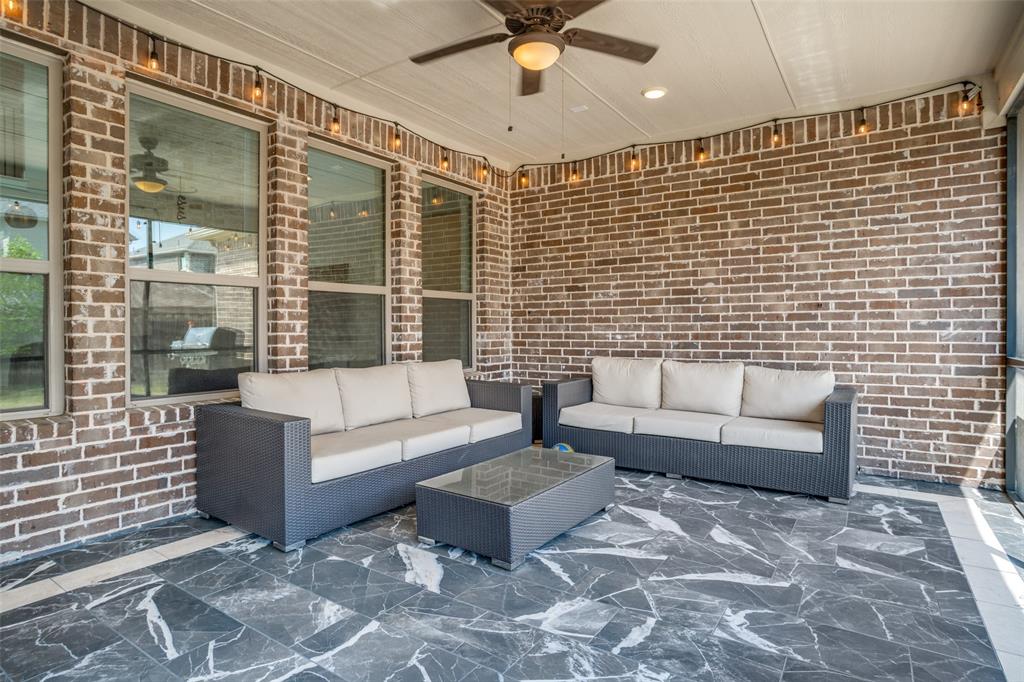 16380 Radstock Road Frisco, TX 75033 - Photo 30 of 39 View of patio featuring ceiling fan and outdoor seating