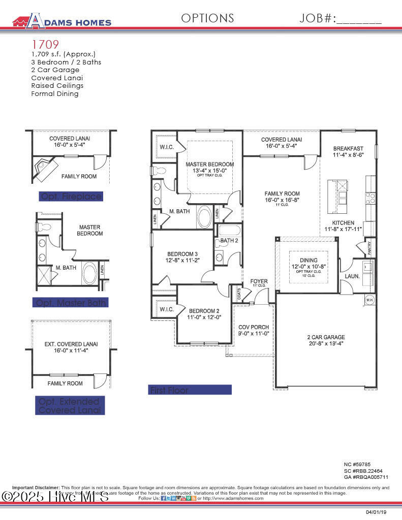 2101 Sandbrook Loop Leland, NC 28451 - Photo 52 of 52 Floor Plan. Actual home is reversed with Garage on Left