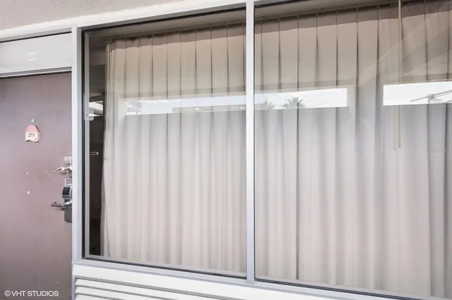 a view of a wooden door