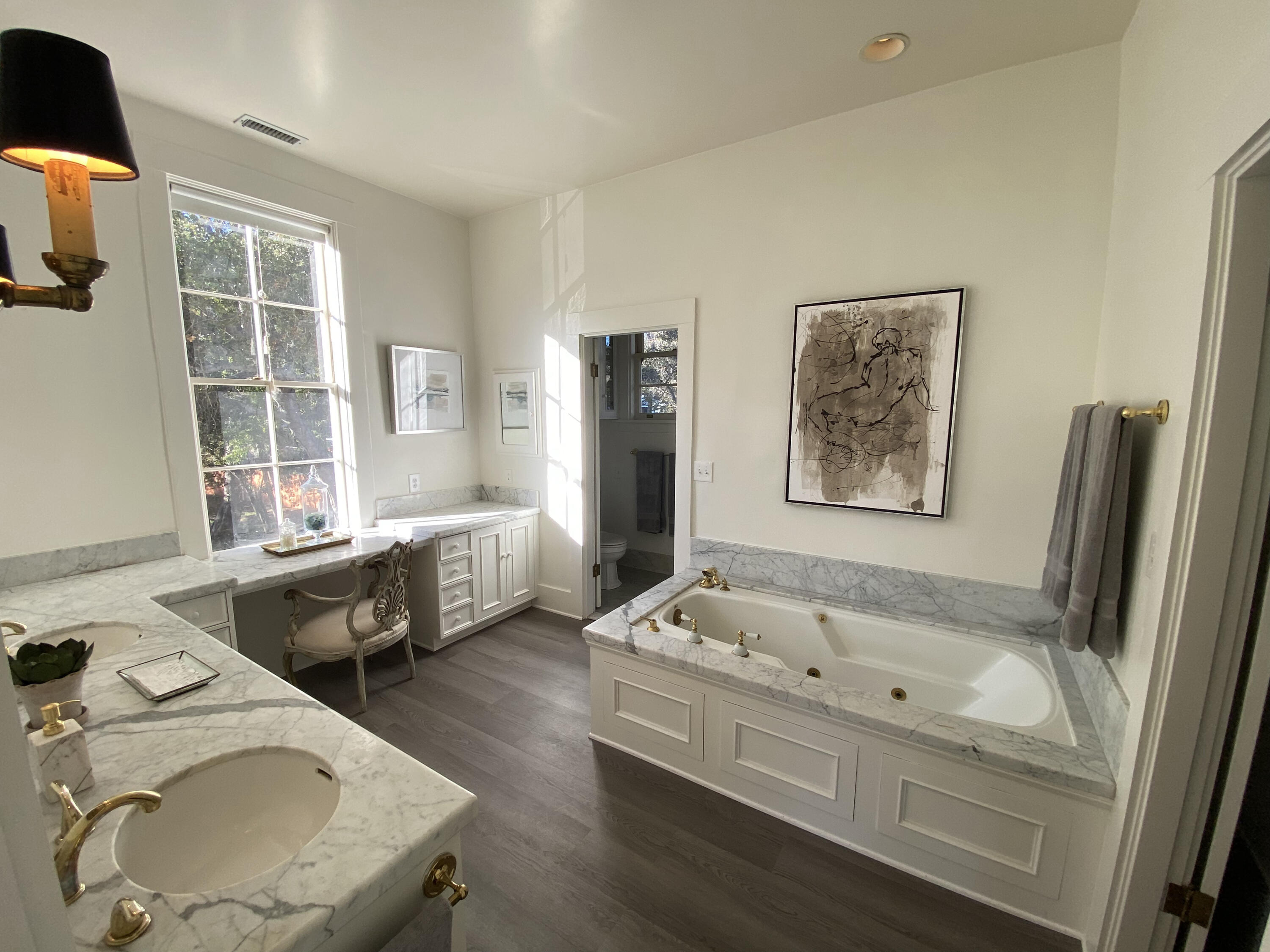 200 Olive Mill Road Montecito, CA 93108 - Photo 18 of 33 a bathroom with a tub sink and mirror