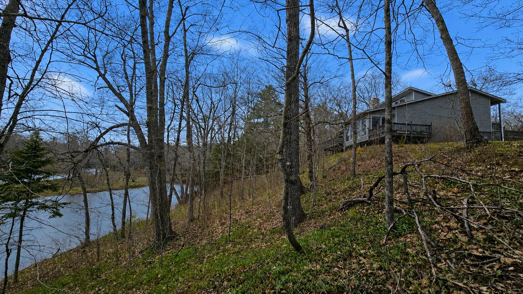 View of water and home