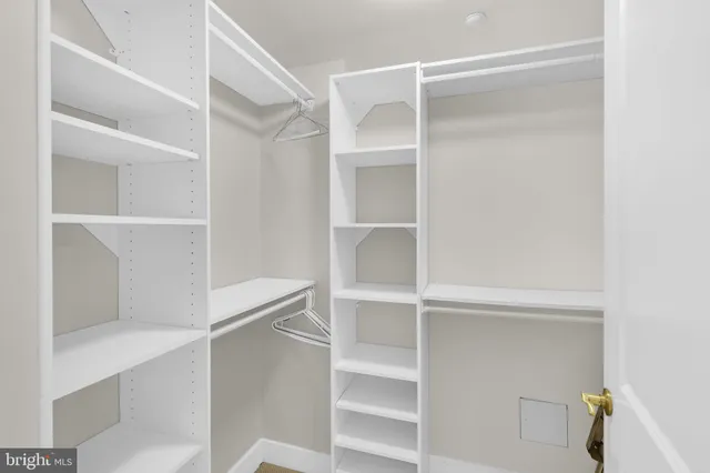 a view of an empty walk in closet