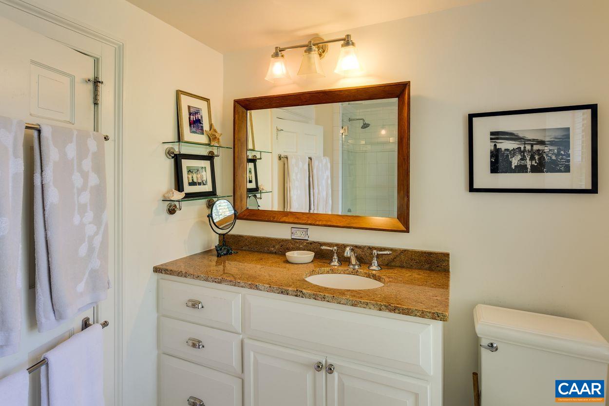 1310 Blue Ridge Road Charlottesville, VA 22903 - Photo 29 of 50 a bathroom with a granite countertop sink and a mirror