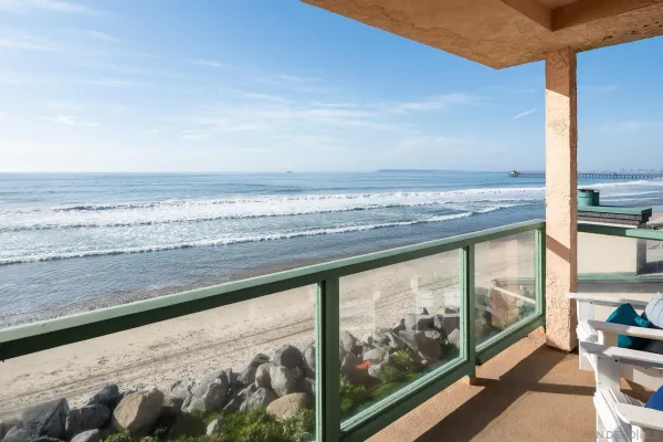 a view of balcony with furniture