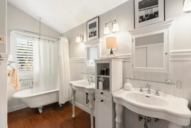 a view of backyard with outdoor seating and green space