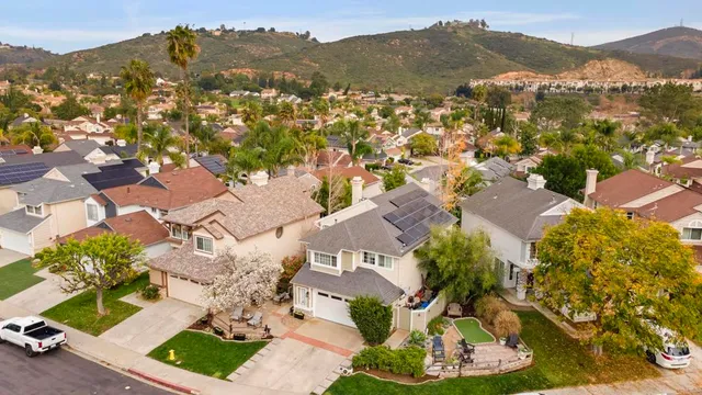 a view of a park with large trees