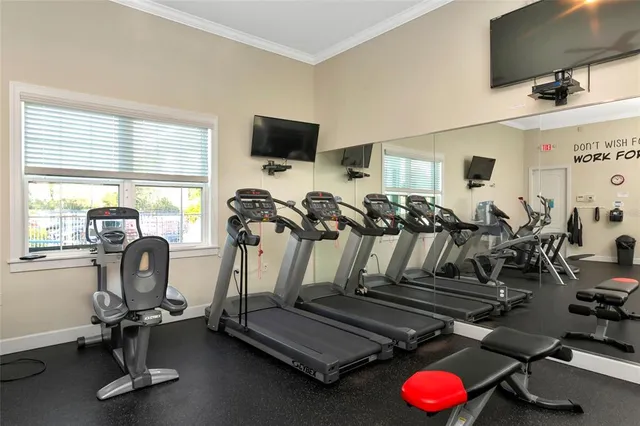 a view of a room with gym equipment