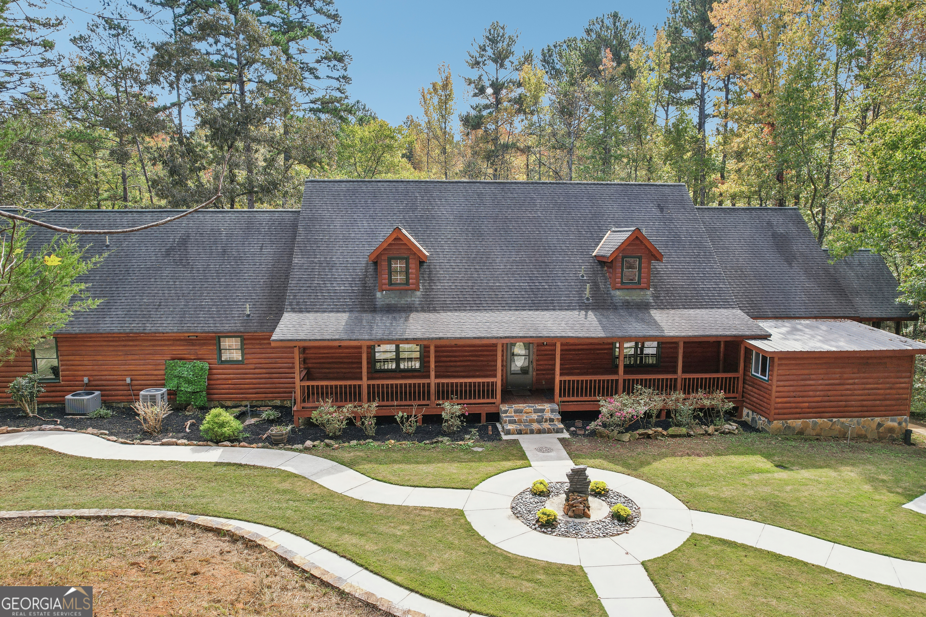 5185 Redland Road Franklin, GA 30217 - Photo 1 of 1 an aerial view of a house with swimming pool a yard and a patio
