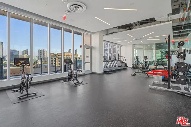 a view of a room with gym equipment