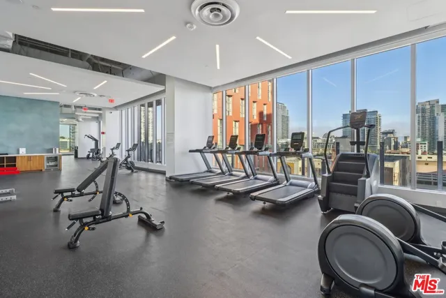 a view of a room with gym equipment