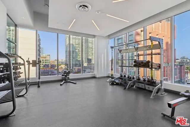 a view of a room with gym equipment