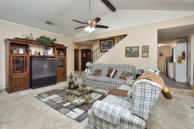 a living room with furniture