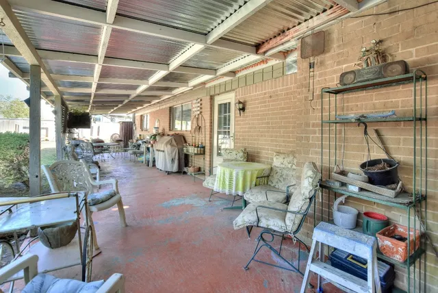 a view of porch with seating space