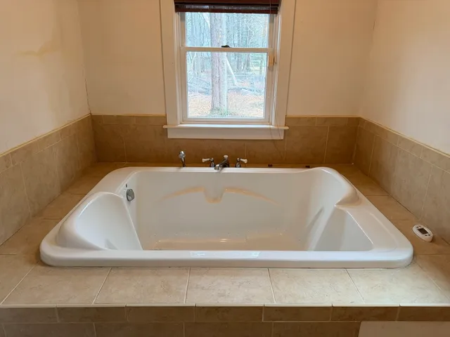 an empty room with a door