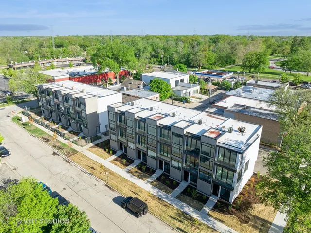 an aerial view of multiple houses