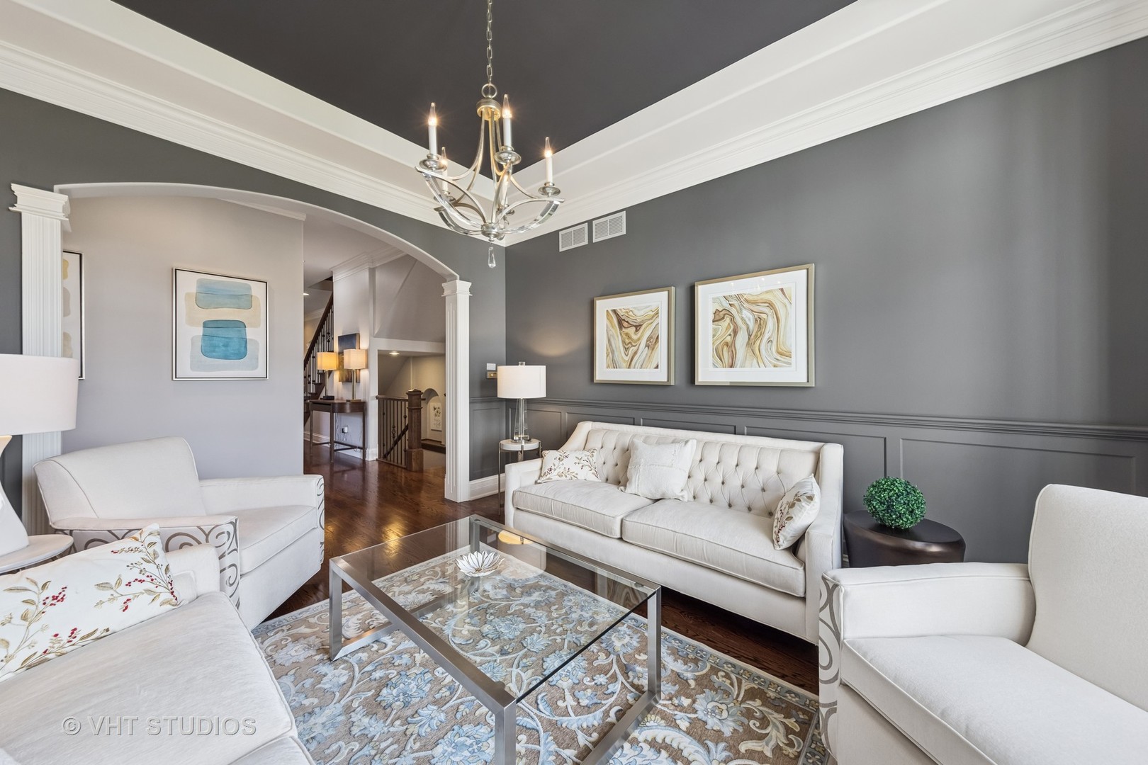 1227 Arnold Court Downers Grove, IL 60516 - Photo 15 of 72 a living room with furniture a chandelier and a couch