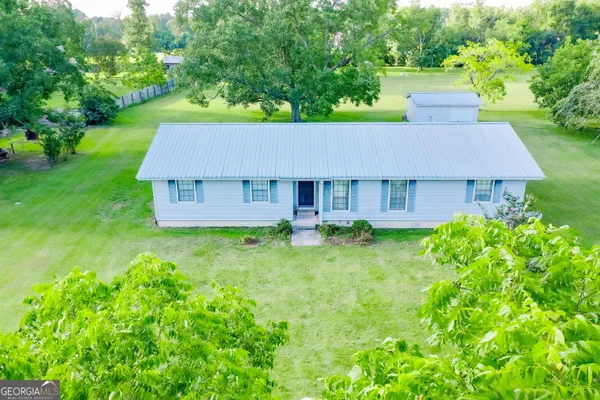 a aerial view of a house