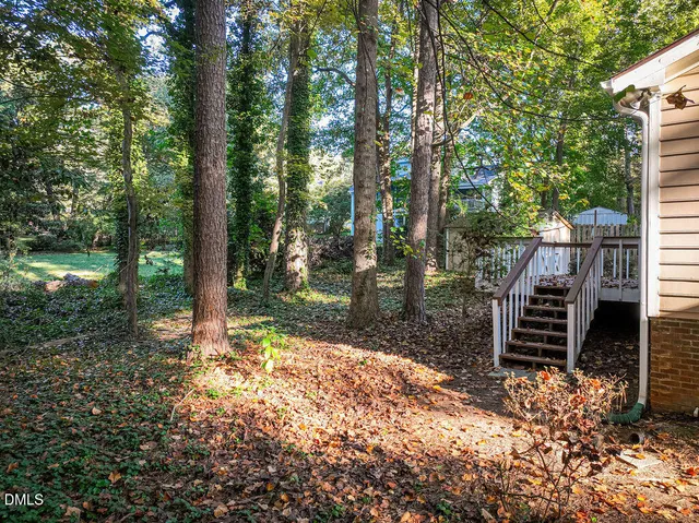a backyard of a house with lots of green space