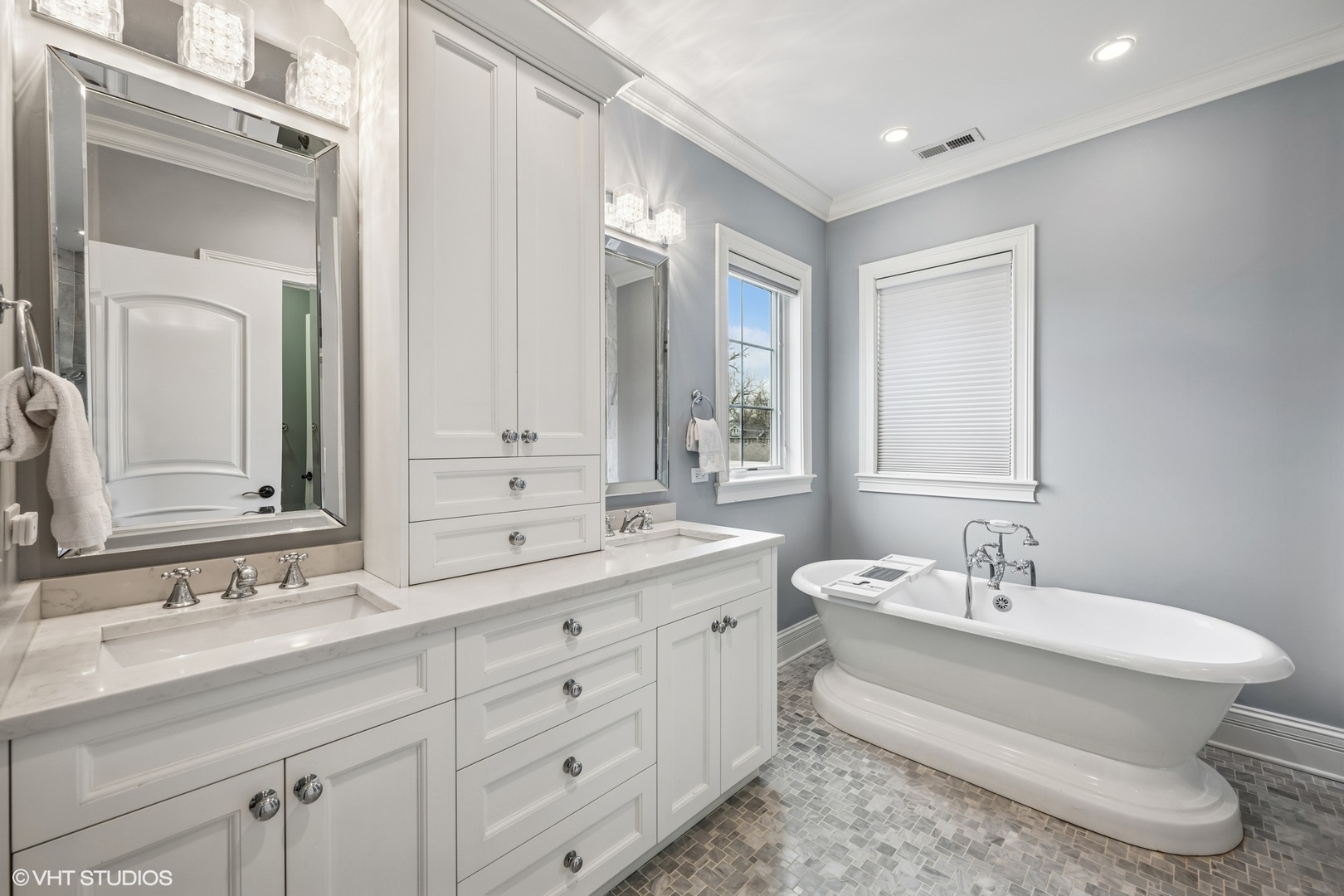 218 10th Street Wilmette, IL 60091 - Photo 17 of 45 a bathroom with a double vanity sink double and mirror