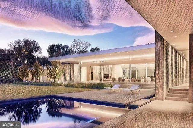 a view of swimming pool with outdoor seating