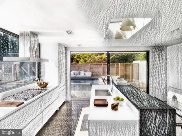 a bedroom with furniture and a large window