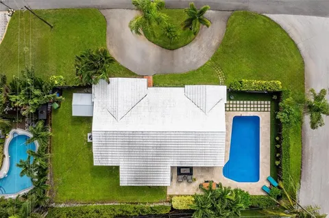 an aerial view of a house