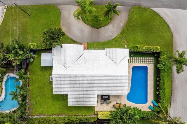 an aerial view of a house