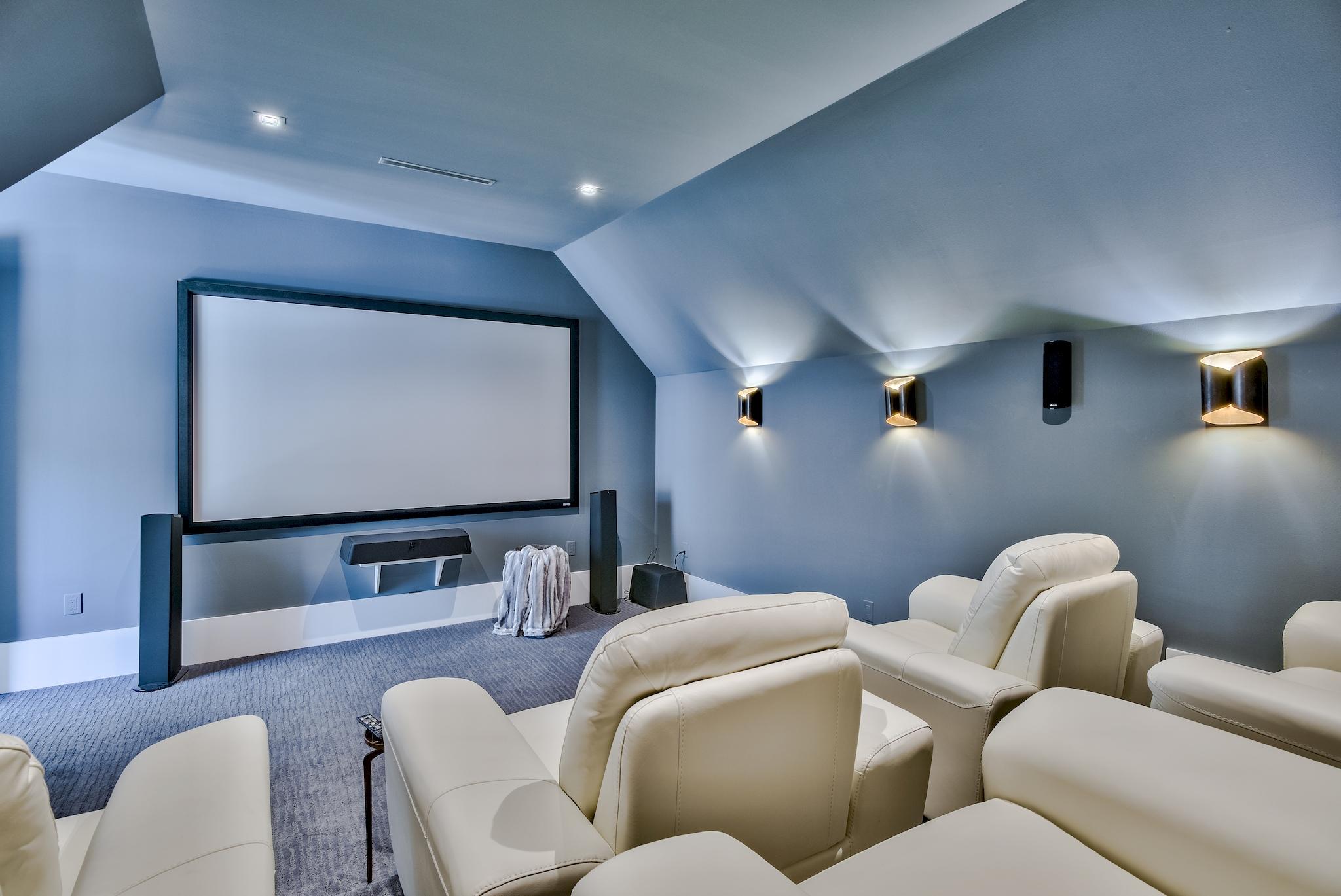 337 Driftwood Point Road Santa Rosa Beach, FL 32459 - Photo 77 of 82 a media room with lots of chairs and a projector screen
