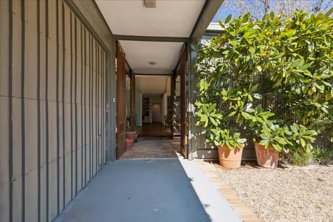 a room with patio door