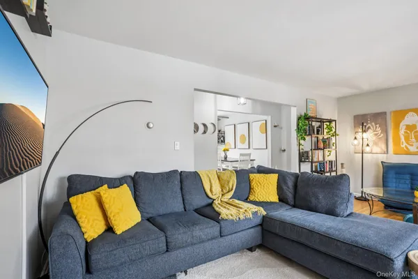 a living room with furniture and a couch