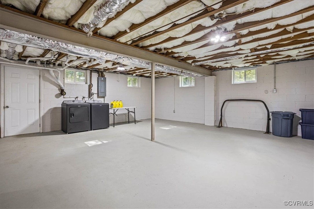 6314 Heritage Road Prince George, VA 23875 - Photo 25 of 26 Basement with electric panel and washer and dryer