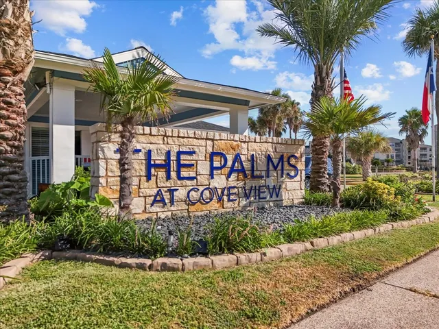 a view of a porch with potted plants and palm trees