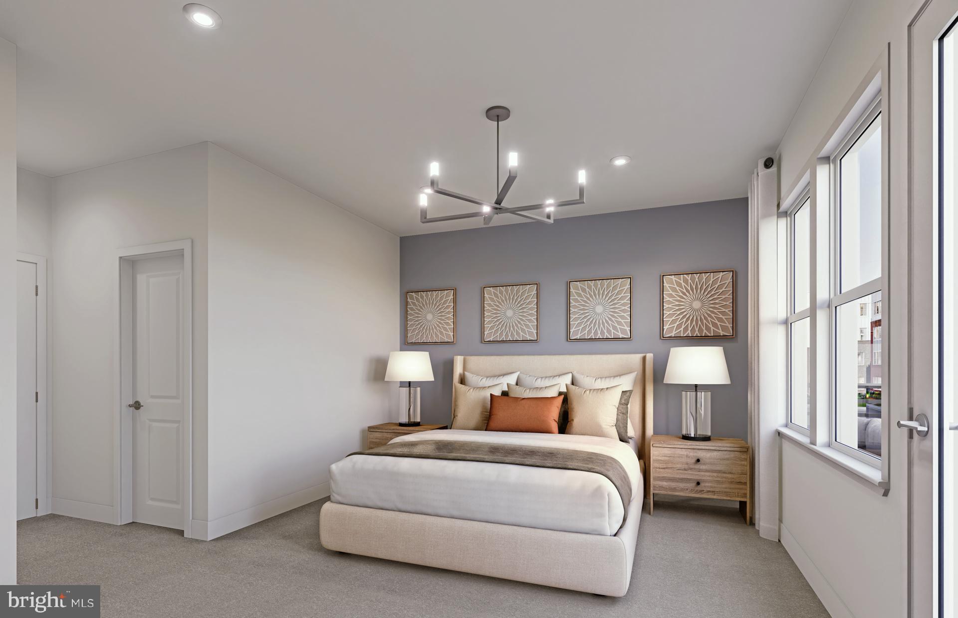 19868 Lavender Dust Square Ashburn, VA 20147 - Photo 5 of 22 a spacious bedroom with a bed and a chandelier