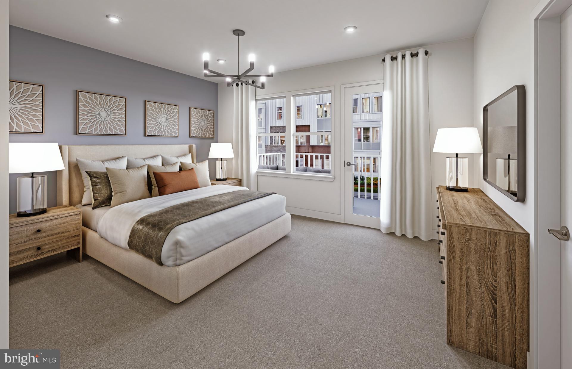 19868 Lavender Dust Square Ashburn, VA 20147 - Photo 6 of 22 a spacious bedroom with a large bed and a chandelier