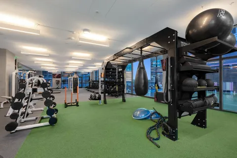 a view of a room with gym equipment