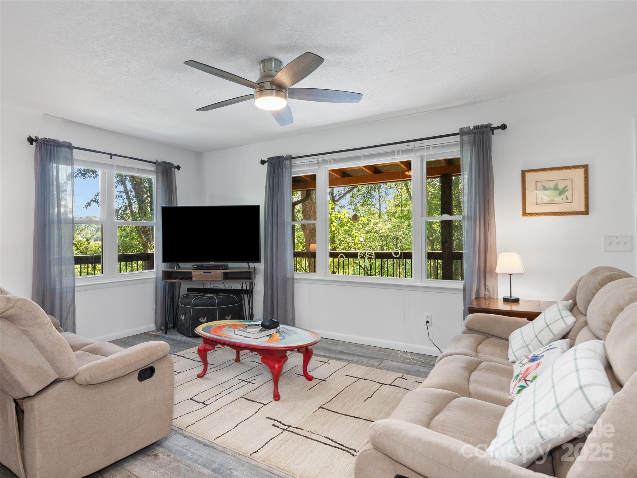 290 Turkey Pen Road Franklin, NC 28734 - Photo 13 of 37 a living room with furniture and a flat screen tv