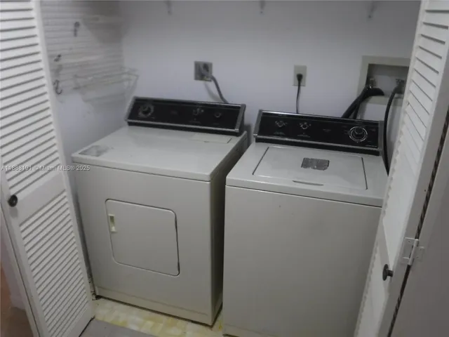 a view of a small space with a fan