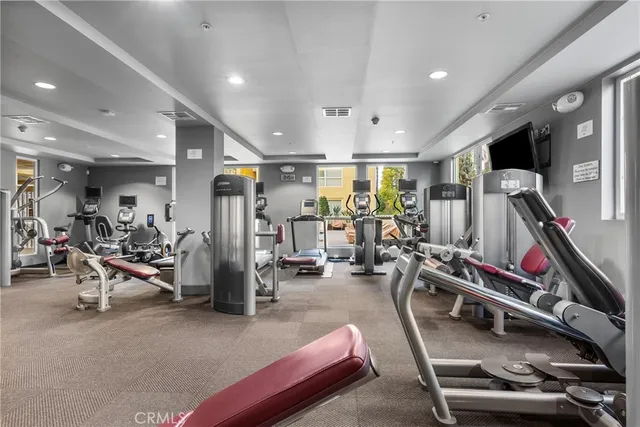 a view of a room with gym equipment