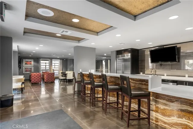 a view of a dining area with furniture