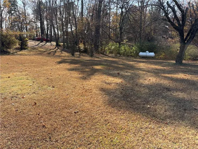 a view of road and trees