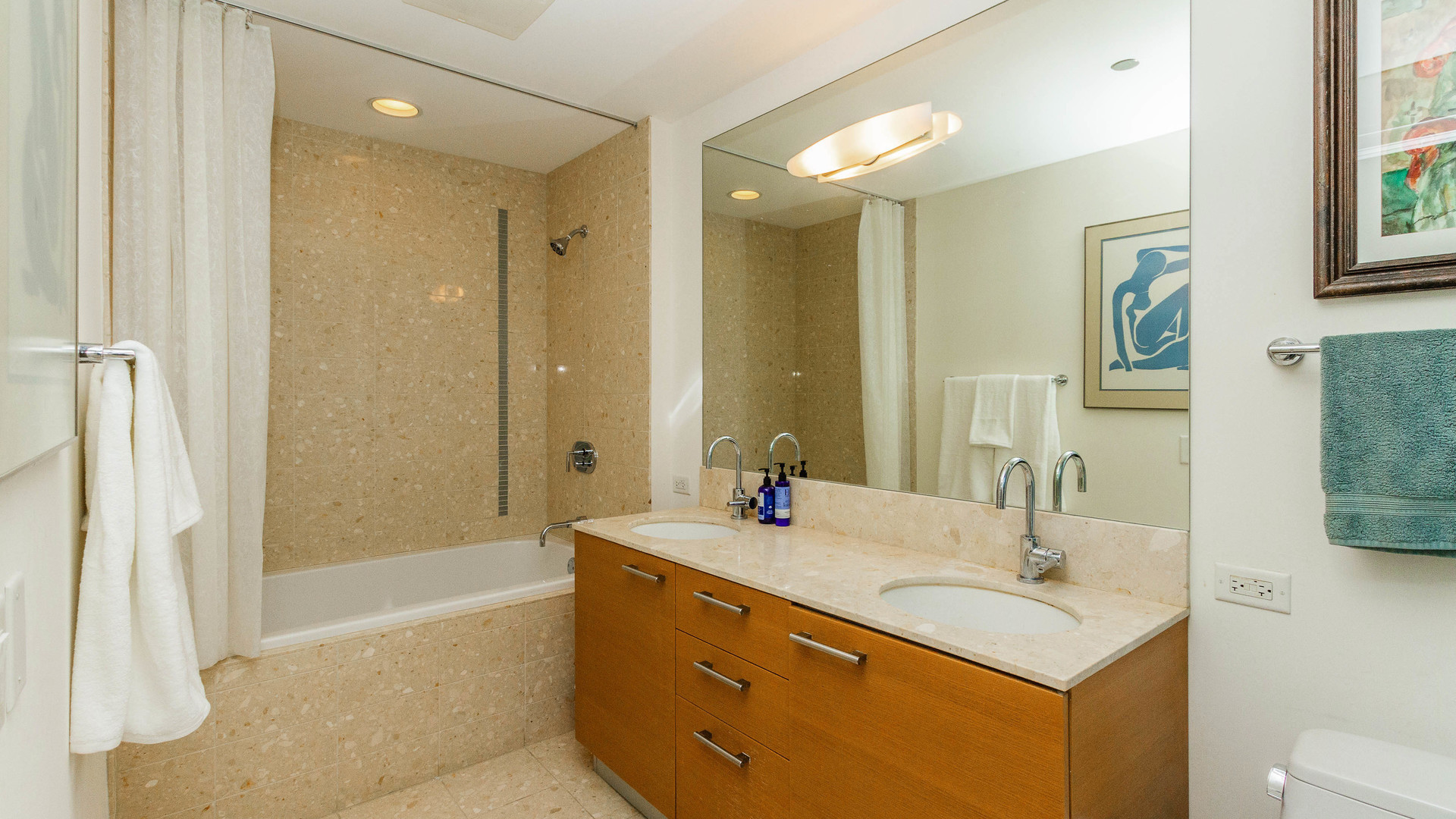340 East Randolph Street, Unit 1106 Chicago, IL 60601 - Photo 12 of 19 a bathroom with a tub sink and mirror